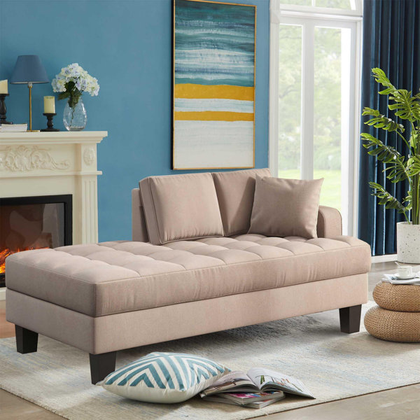 Latitude Run® 64"Deep Tufted Upholstered Textured Fabric Chaise Lounge